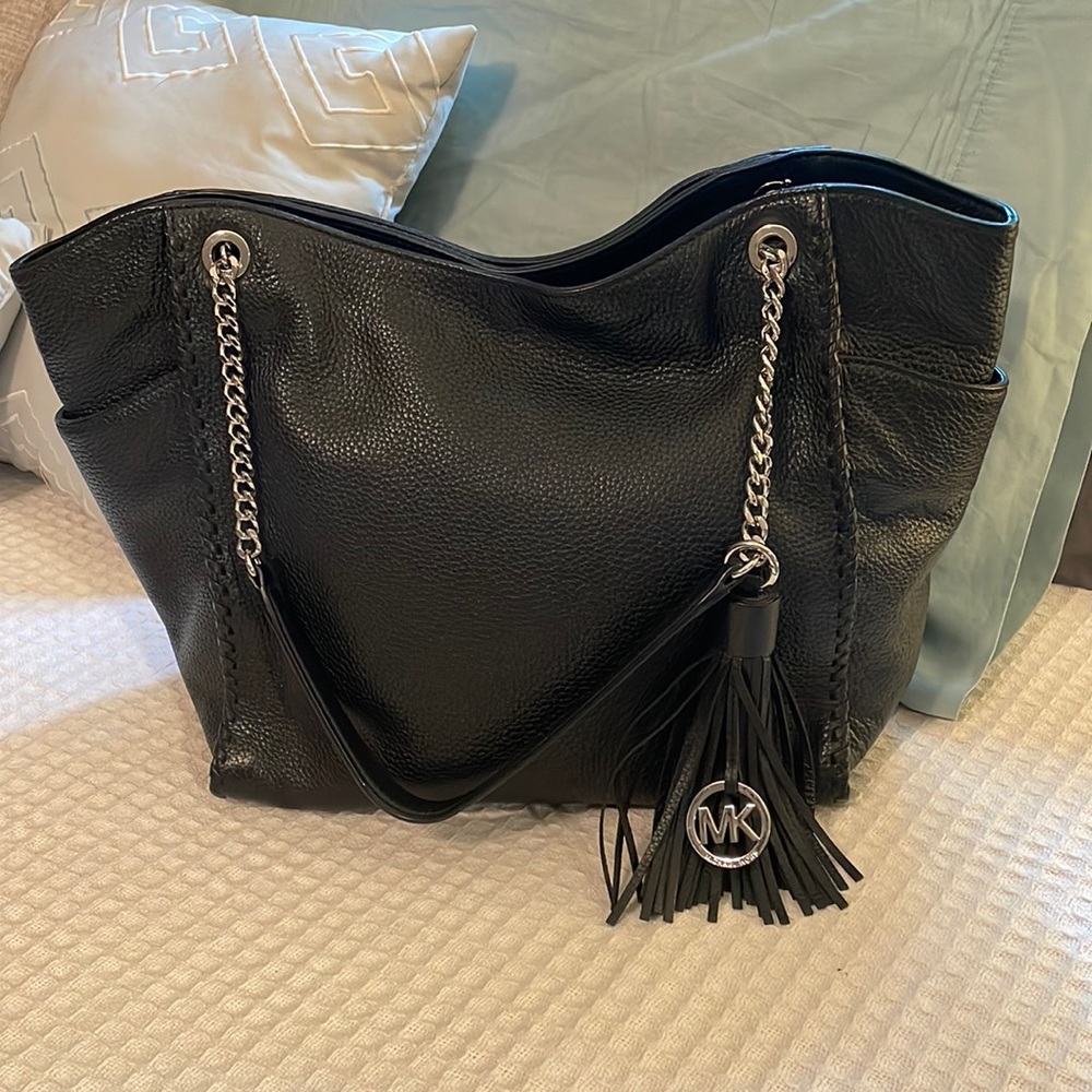 Michael Kors large, black, pebble leather shoulder bag